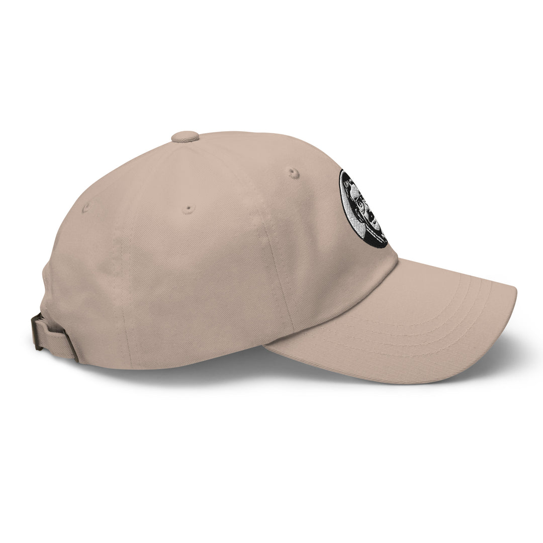 Side view of beige Chit Do It Lady cap with an embroidered logo for stylish everyday wear