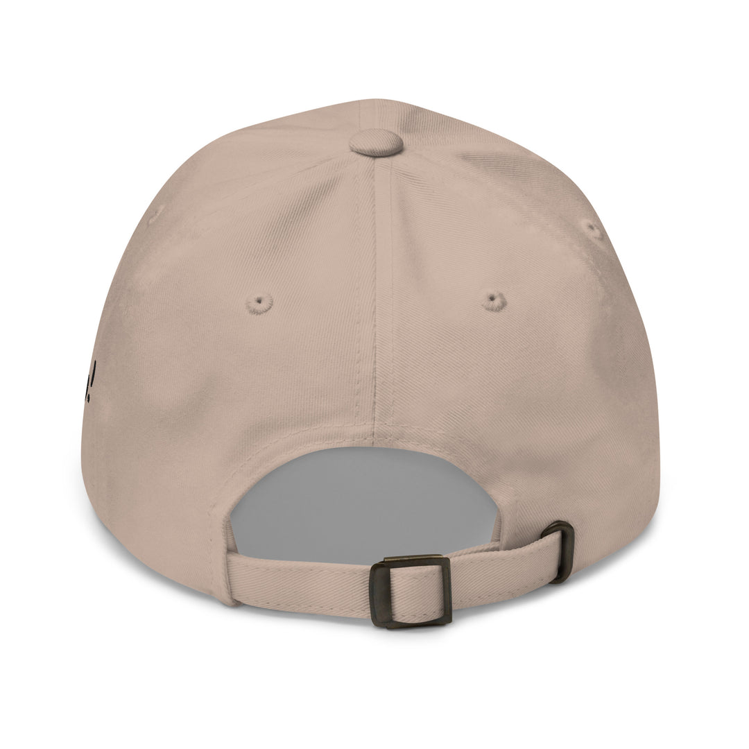 Back view of a beige cap from Fluid Identity featuring the slogan Chit Do It Lady on the strap