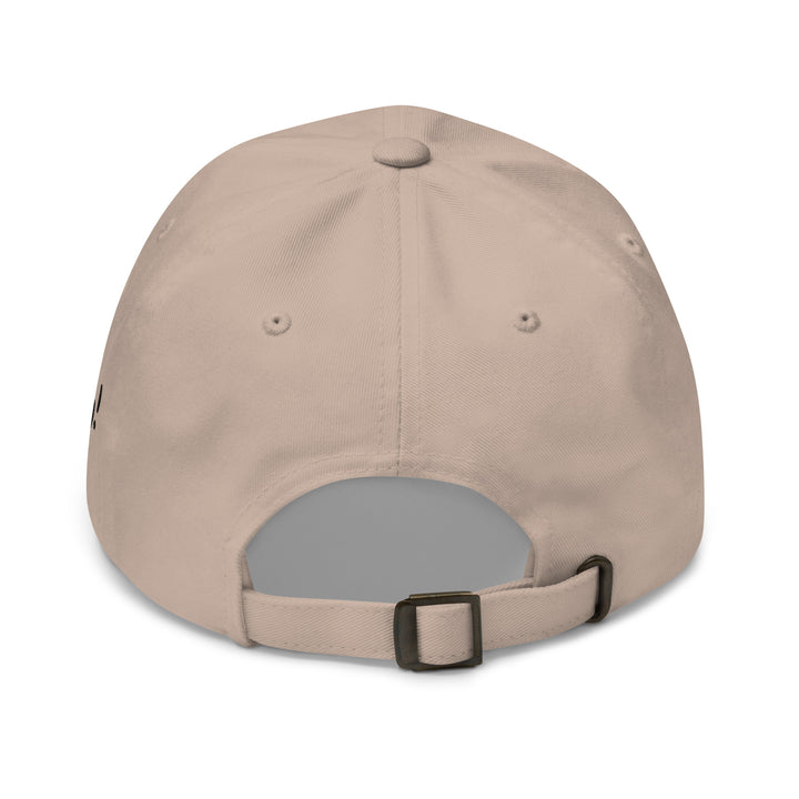 Back view of a beige cap from Fluid Identity featuring the slogan Chit Do It Lady on the strap
