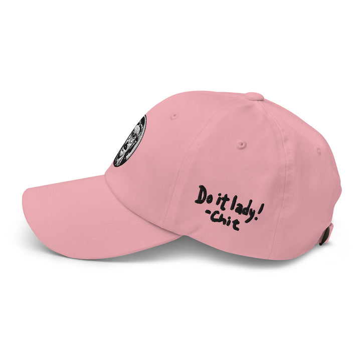Pink cap from Fluid Identity featuring 'Chit Do It Lady' embroidered on the side