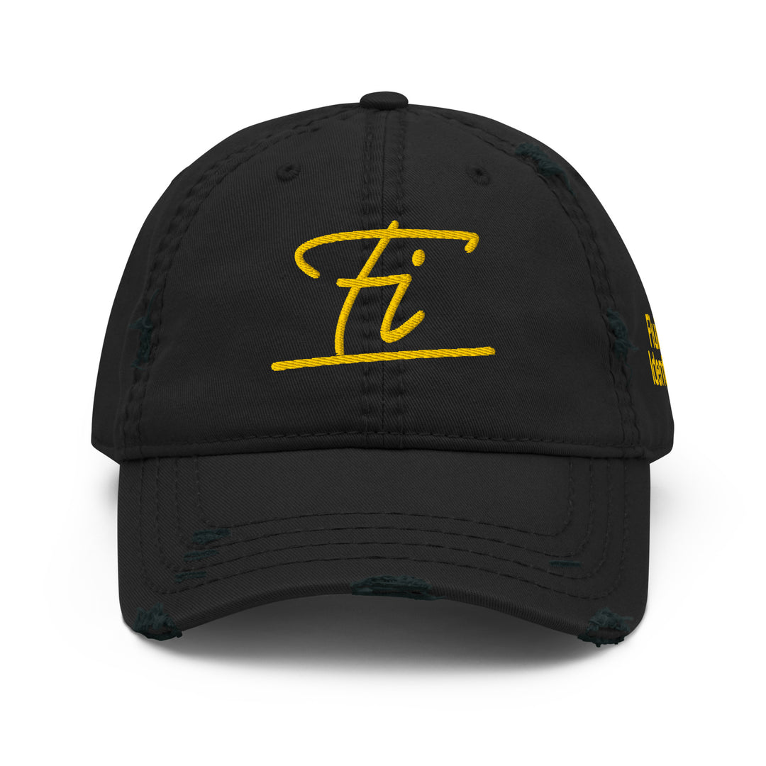 Black Fluid Identity Cap with Yellow Fi Embroidery for Urban Style Streetwear Fashion