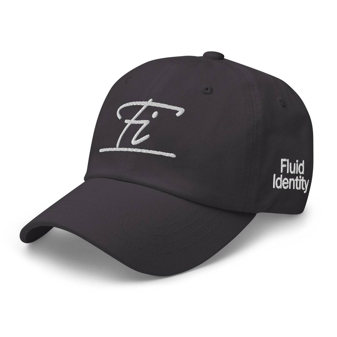 Fluid Identity black cap with embroidered logo, perfect for Urban Style Streetwear Fashion enthusiasts