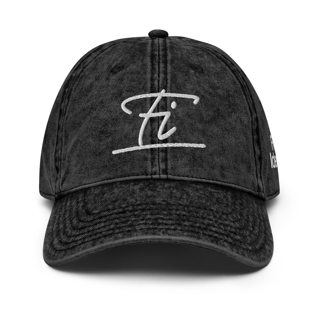 Fluid Identity Black Cap with Fi Logo for Urban Style Streetwear Fashion Enthusiasts