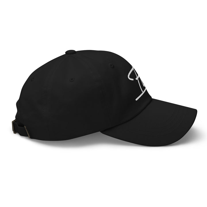 Fluid Identity Black Cap with White Script for Urban Style Streetwear Fashion