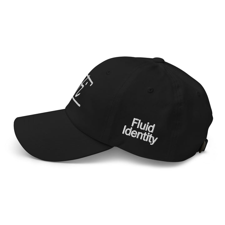 Fluid Identity Black Cap featuring Urban Style Streetwear Fashion with embroidered logo for trendy looks