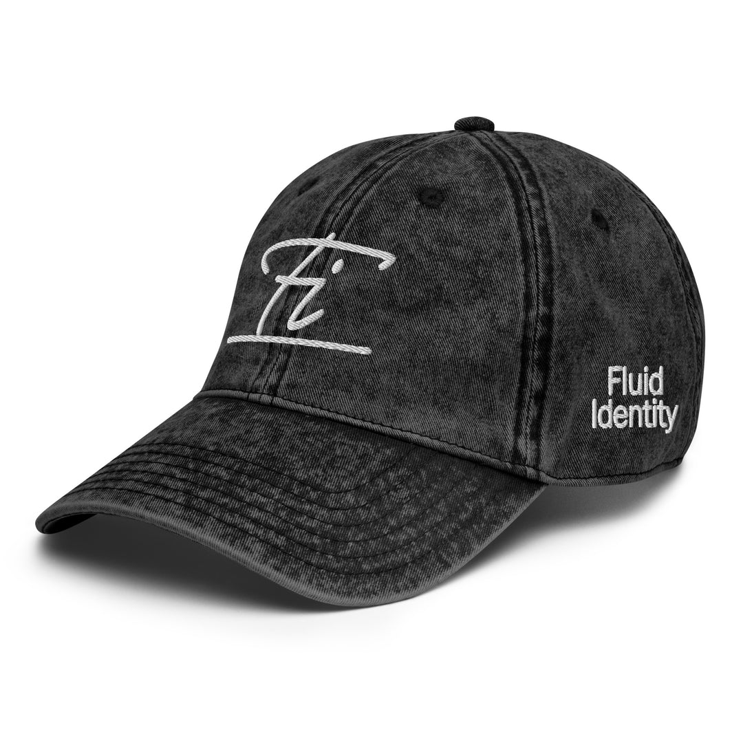Fluid Identity Black Baseball Cap with Urban Style Streetwear Fashion Design and Logo
