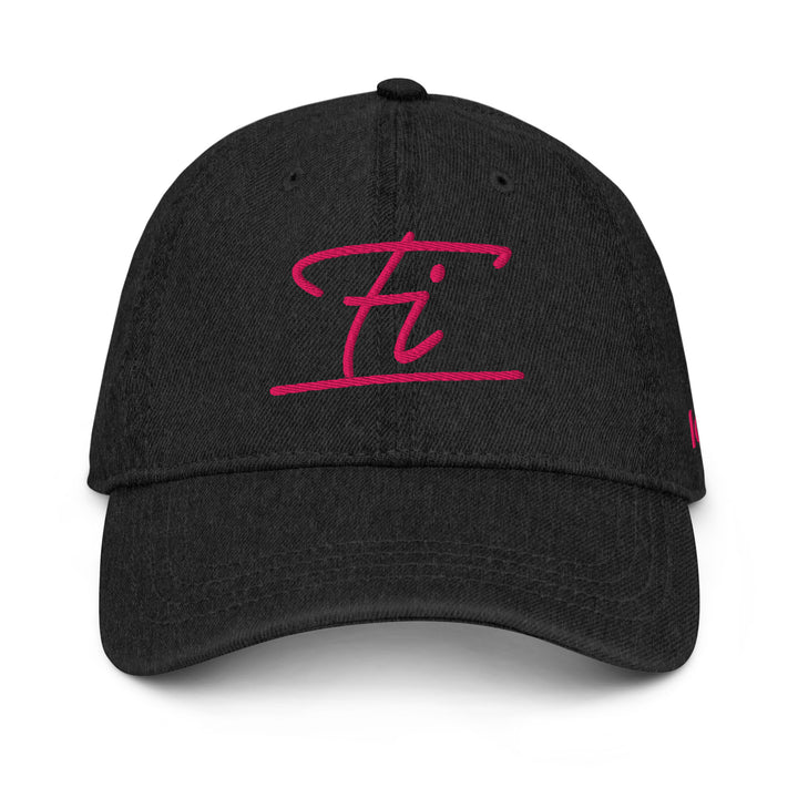 Fluid Identity Black Cap with Pink Embroidered Logo for Urban Style Streetwear Fashion