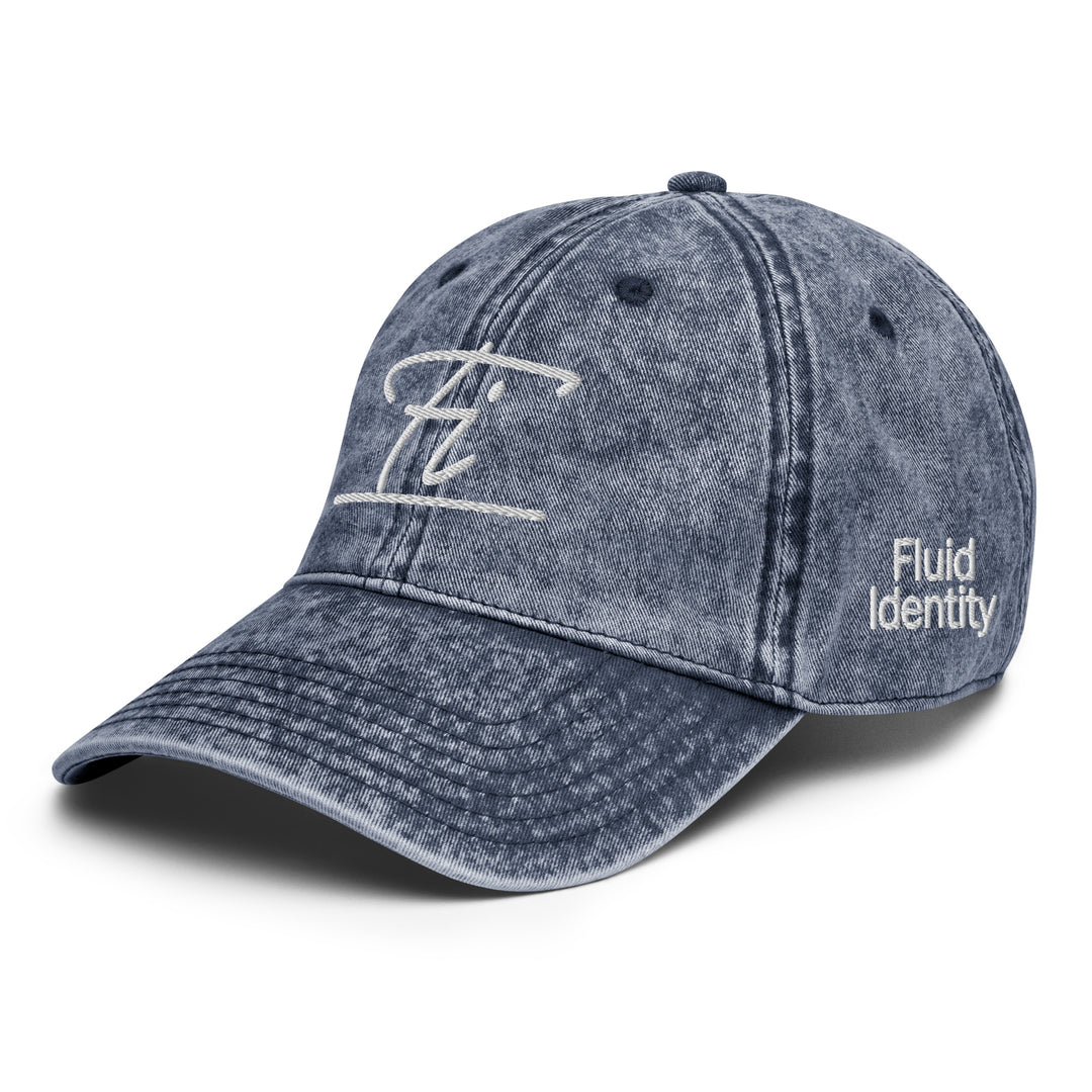 Fluid Identity Denim Cap featuring an embroidered logo for Urban Style Streetwear Fashion