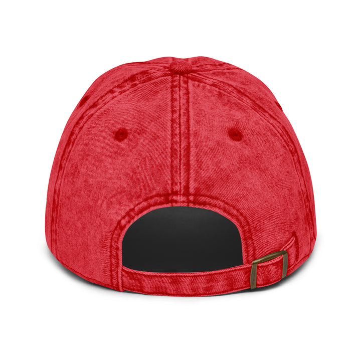 Red denim baseball cap with an adjustable strap for Urban Style Streetwear Fashion lovers