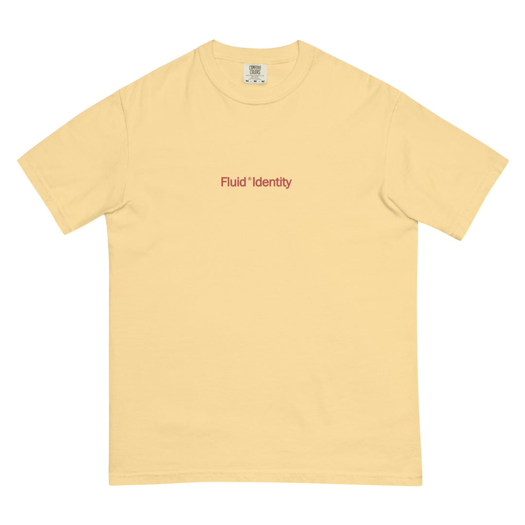 Fluid Identity Yellow T-Shirt with Urban Style Streetwear Fashion Graphic in Front