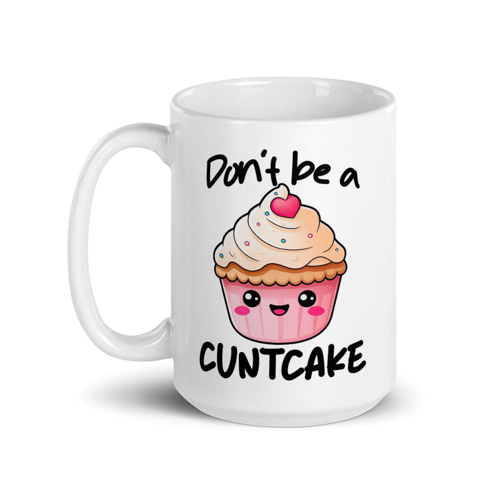 Funny Satire Coffee Mug with a cute cupcake design and humorous text for a cheerful vibe