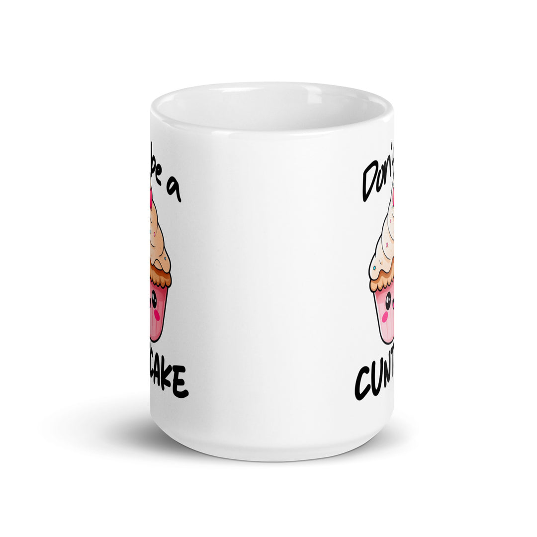 Funny Satire Coffee Mug featuring a cute cupcake design and humorous text