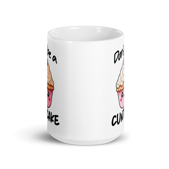 Funny Satire Coffee Mug featuring a cute cupcake design and humorous text