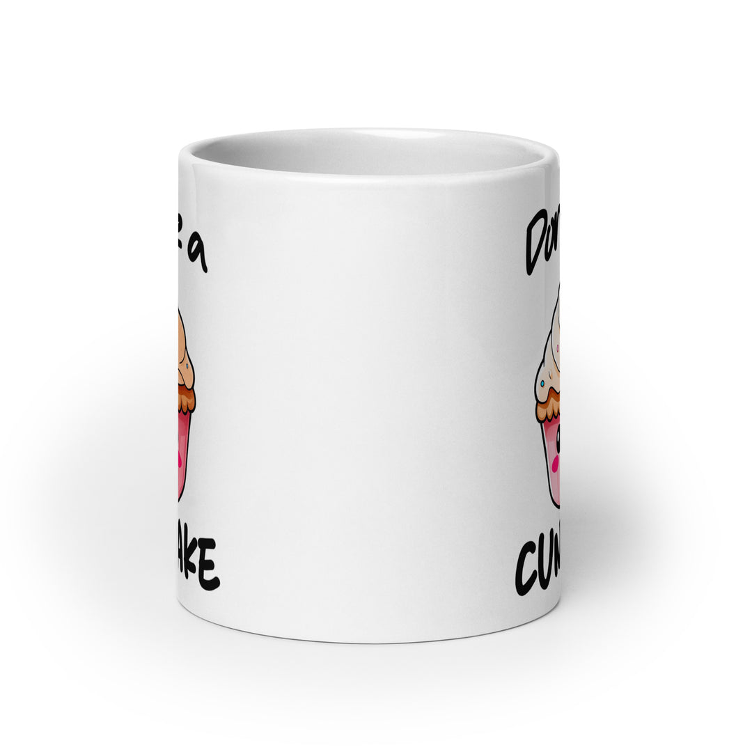 Funny Satire Coffee Mug featuring a colorful cupcake design with humorous text