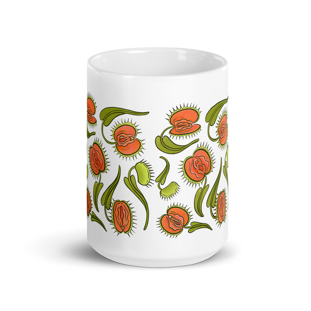 Funny Satire Coffee Mug featuring vibrant floral design for a quirky coffee experience