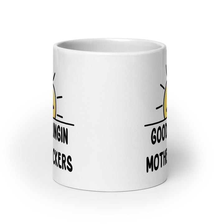 Funny Satire Coffee Mug featuring humorous design with sunny graphics and playful text