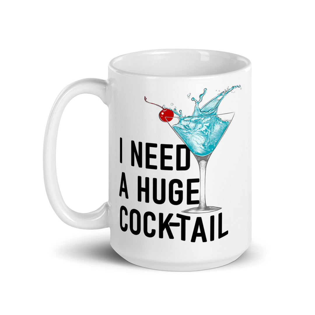 Funny Satire Coffee Mug featuring a cocktail glass with splash and cherry, perfect for humor lovers