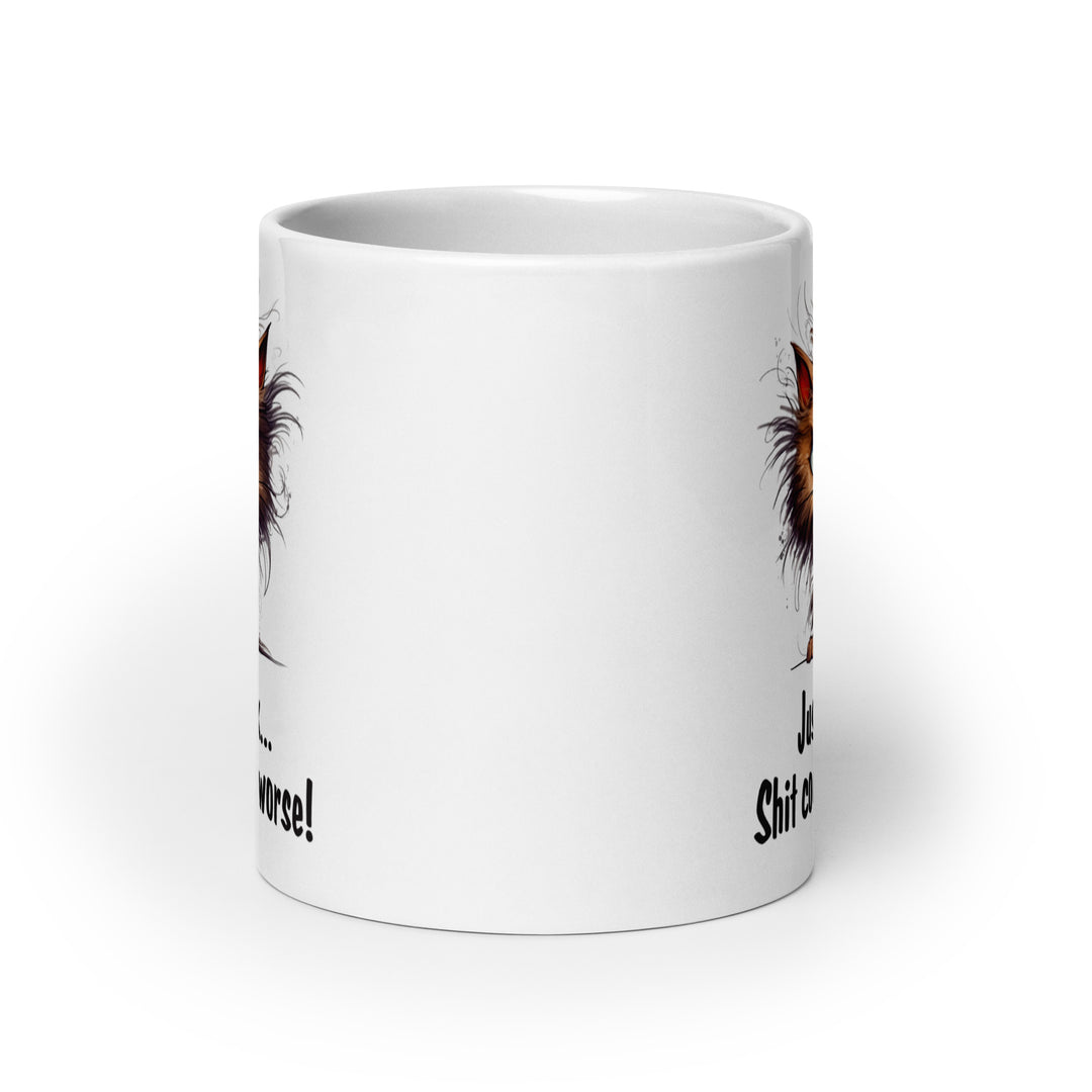 Funny Satire Coffee Mug with humorous graphic and text for a lighthearted coffee experience