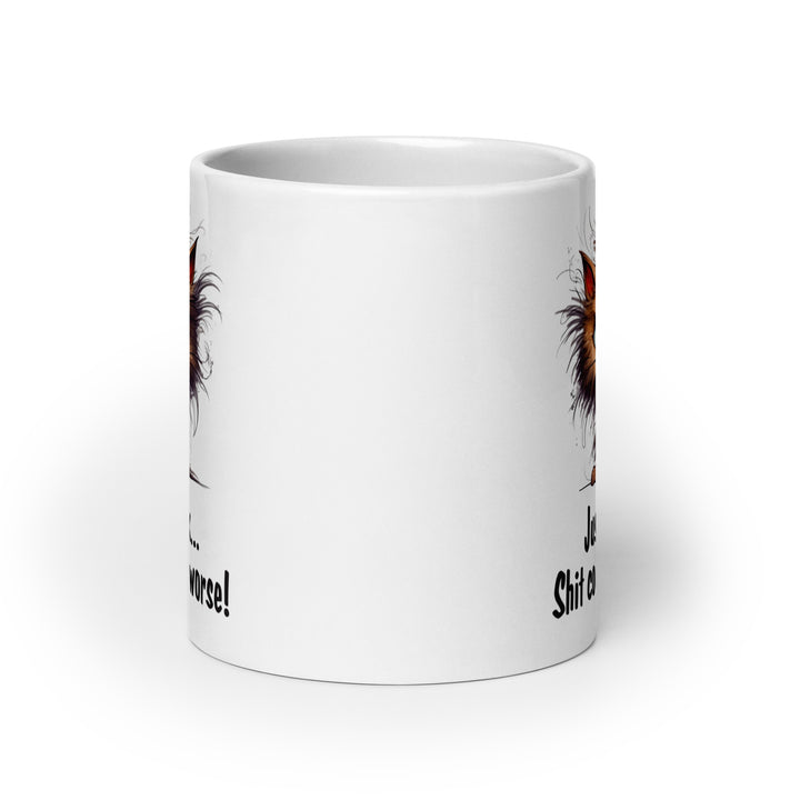 Funny Satire Coffee Mug with humorous graphic and text for a lighthearted coffee experience