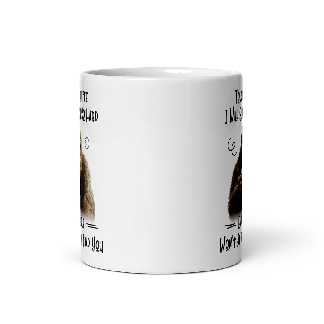 Funny Satire Coffee Mug with humorous text and bear illustration for a light-hearted coffee break