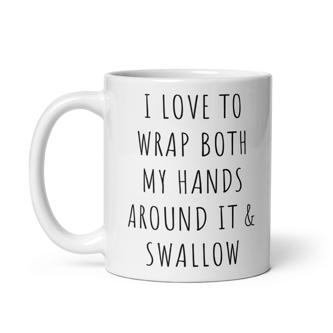 Funny Satire Coffee Mug with humorous text about coffee enjoyment for a lighthearted gift