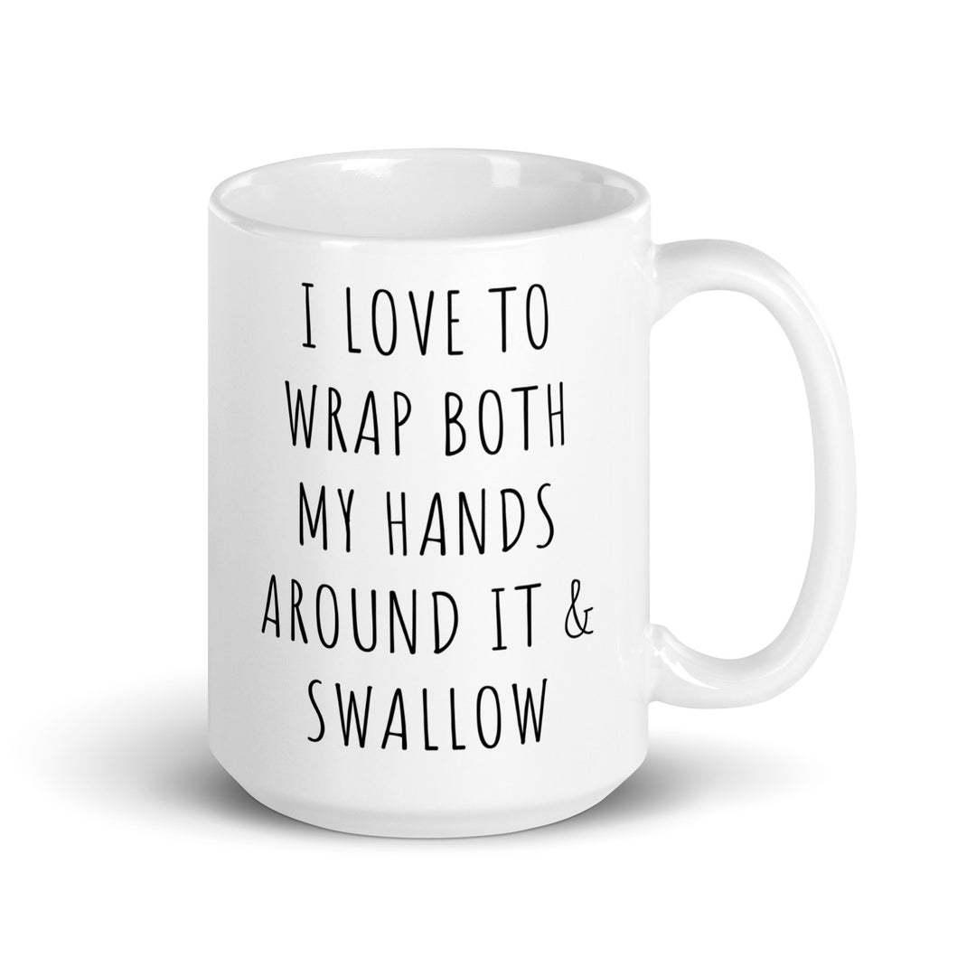 Funny Satire Coffee Mug with humorous text about drinking coffee