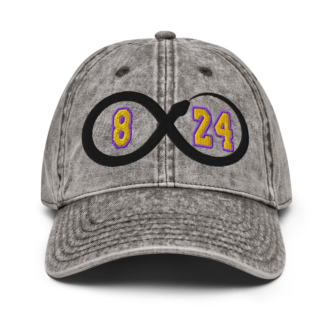Kobe Bryant Black Mamba Lakers Adjustable Cap with Infinity 8 and 24 Embroidery in Gray