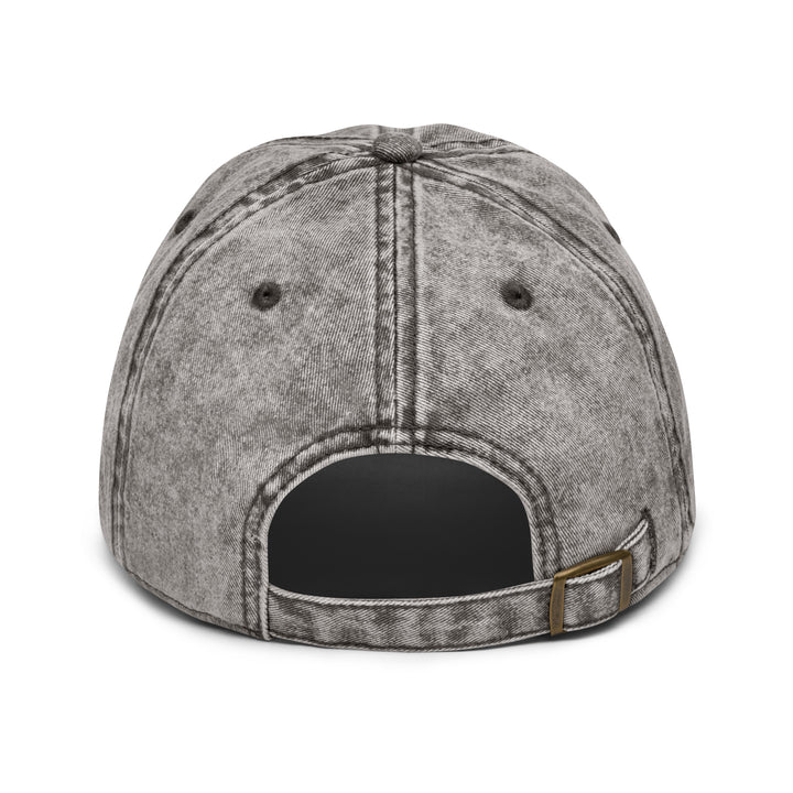 Back view of a gray denim cap featuring Kobe Bryant Black Mamba Lakers for sports fans