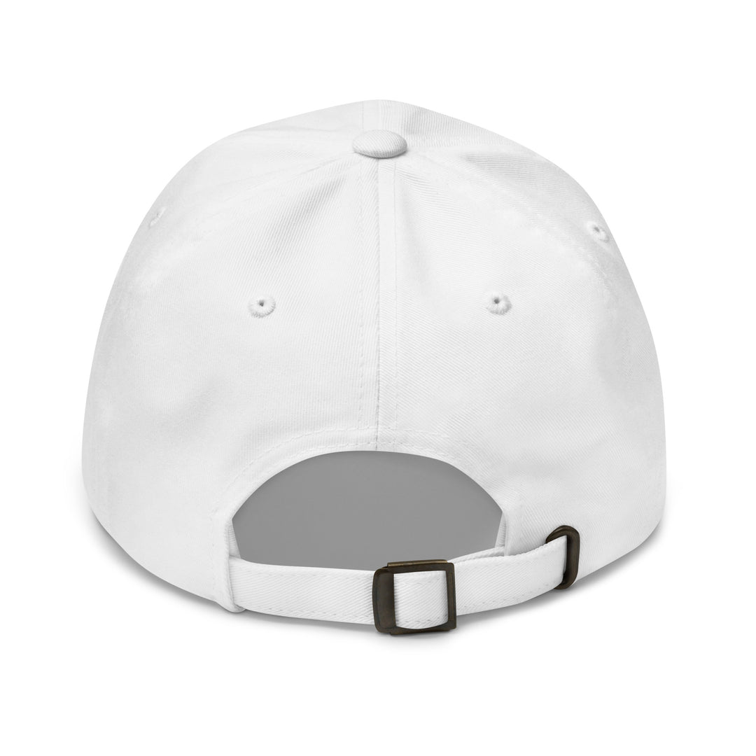 Back view of a white baseball cap featuring adjustable strap, inspired by Kobe Bryant Black Mamba Lakers