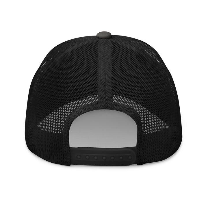 Black mesh back cap from Fluid Identity, perfect for urban streetwear apparel enthusiasts