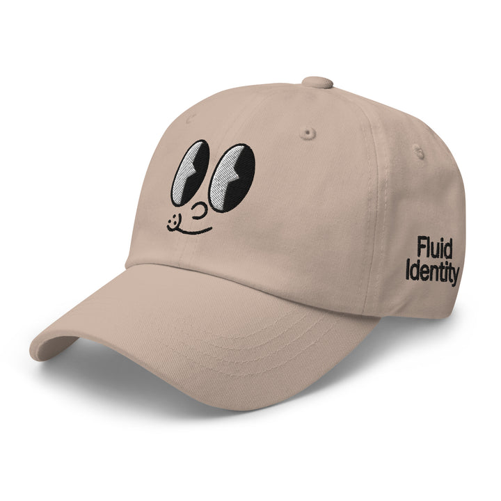 Fluid Identity Beige Cap with Cartoon Eyes, perfect for Urban Streetwear Apparel enthusiasts