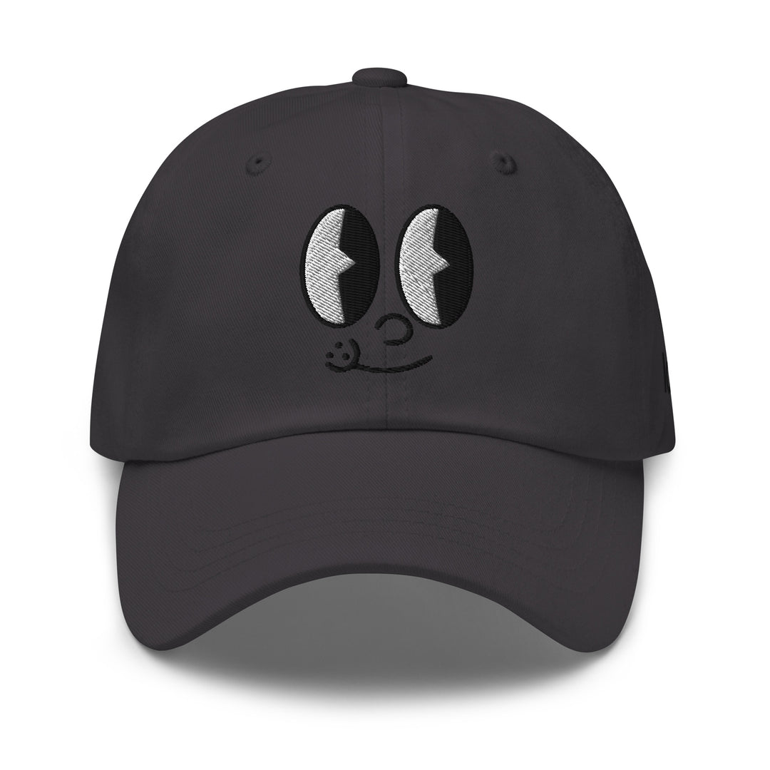 Fluid Identity Black Cap featuring cute smiley face design for Urban Streetwear Apparel