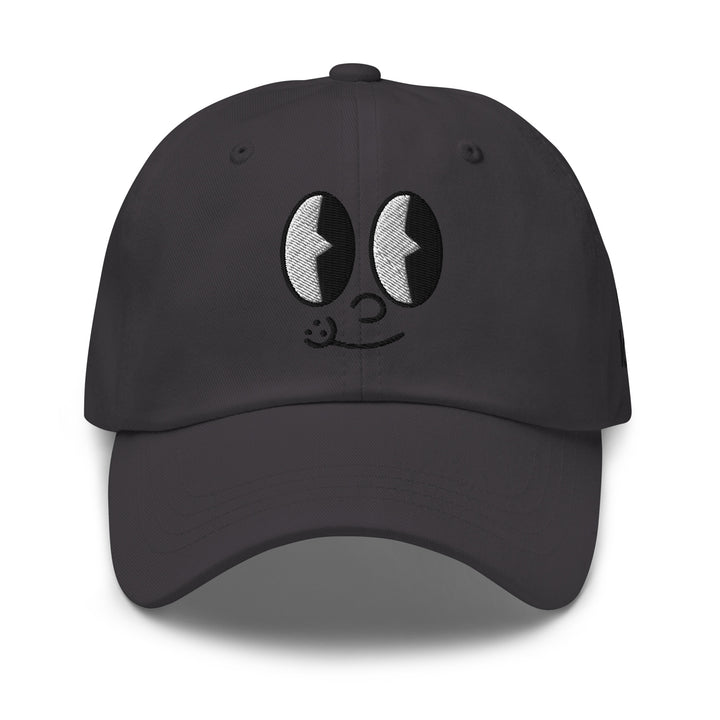 Fluid Identity Black Cap featuring cute smiley face design for Urban Streetwear Apparel