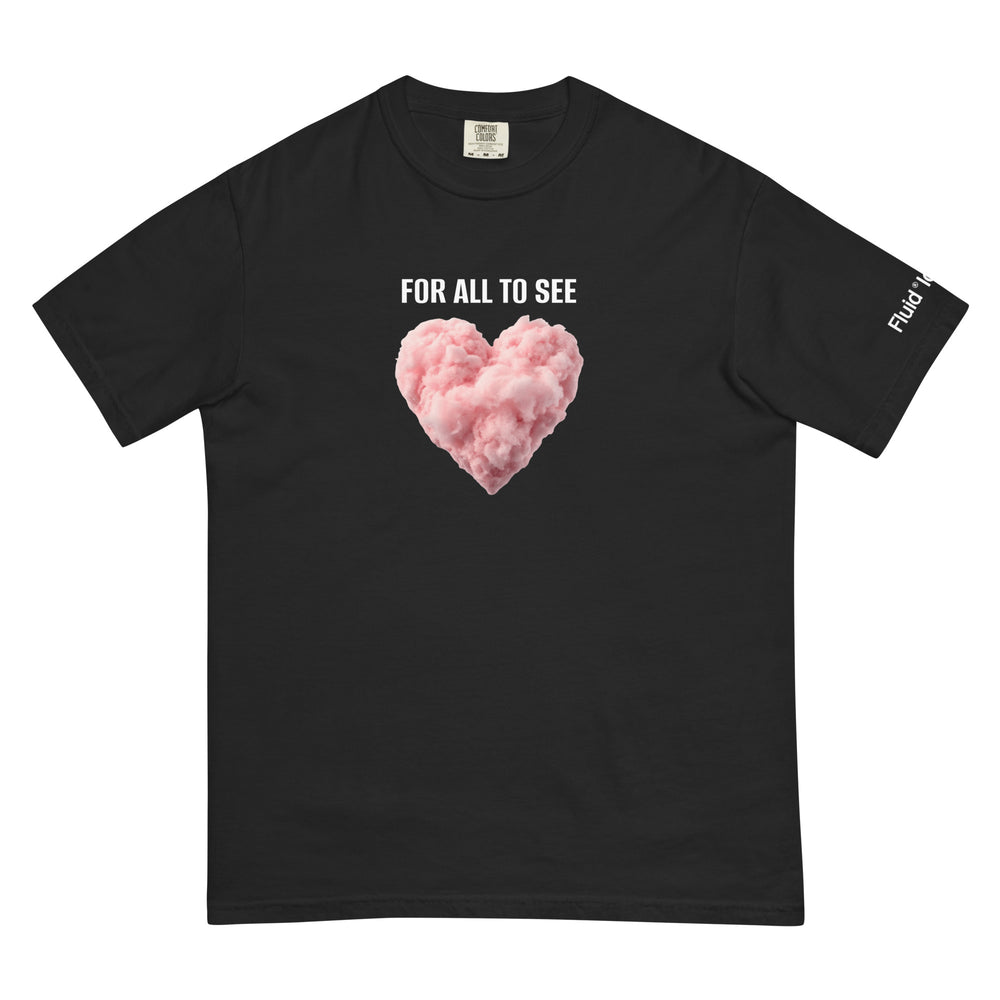 Fluid Identity Black T-Shirt featuring a heart design, embodying Urban Streetwear Apparel style