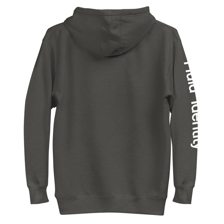 Back view of Fluid Identity hoodie featuring Urban Streetwear Apparel design in a sleek gray color