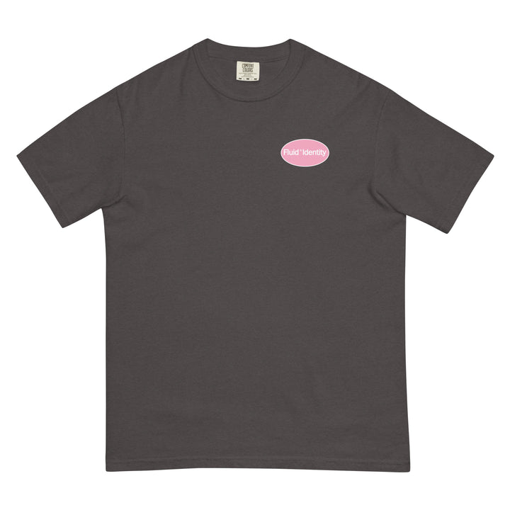 Fluid Identity Urban Streetwear Apparel Gray T-Shirt with Pink Logo on the Front