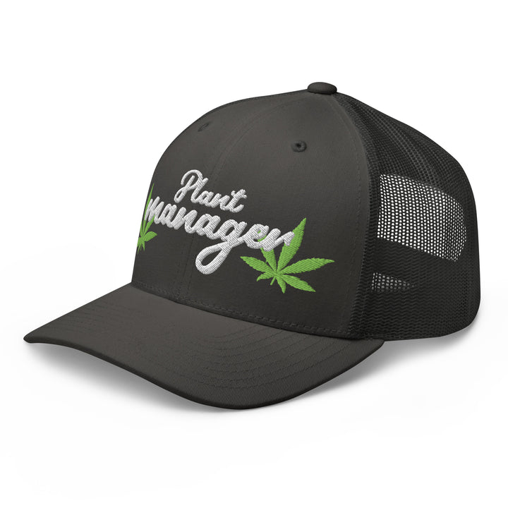 Black Plant Manager Mesh Cap with Leaf Embroidery for Urban Streetwear Apparel Enthusiasts