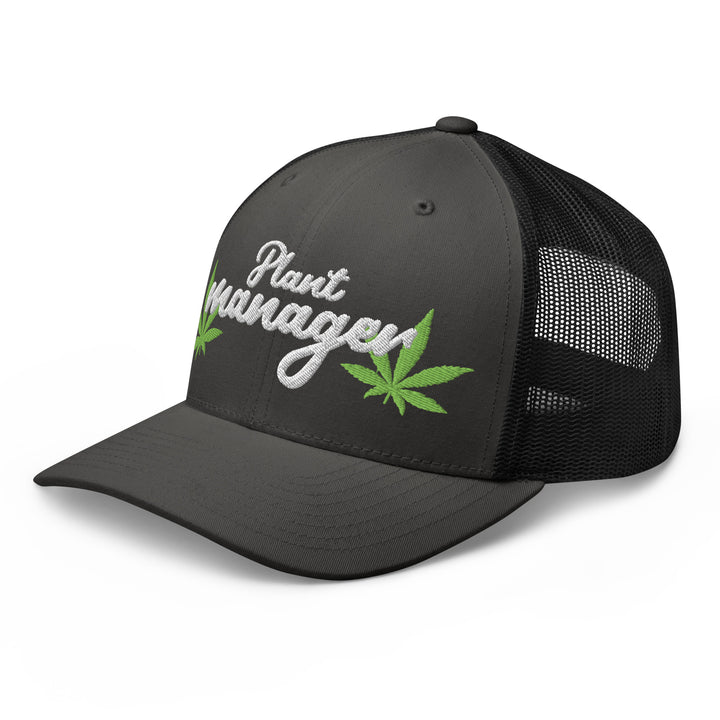 Fluid Identity Plant Manager Hat in Black, featuring green leaf designs for Urban Streetwear Apparel lovers
