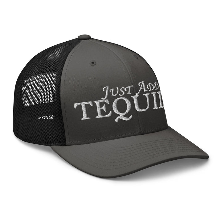Just Add Tequila Trucker Hat in Black, Stylish Urban Streetwear Apparel for casual outings