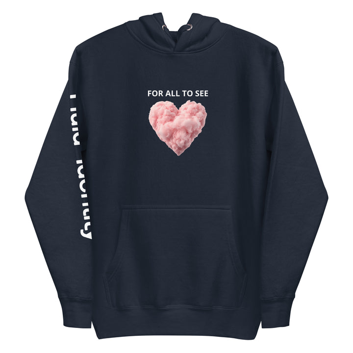 Navy Fluid Identity Hoodie featuring a heart graphic for Urban Streetwear Apparel enthusiasts