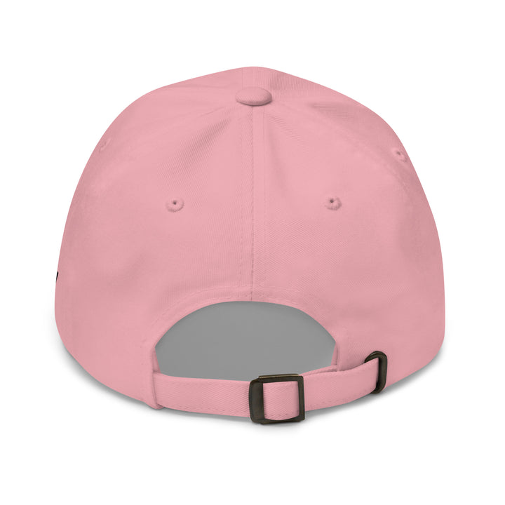 Back view of a pink cap from Fluid Identity featuring an adjustable strap for urban streetwear apparel