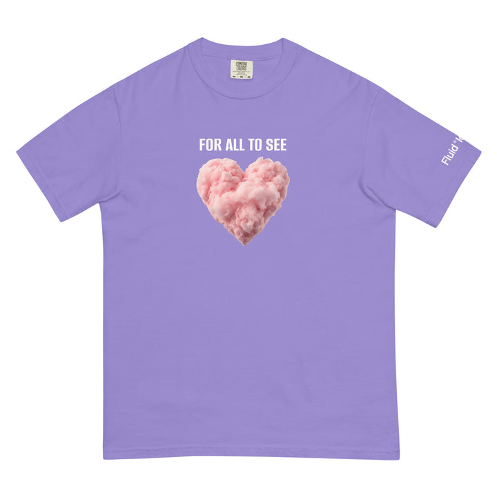 Fluid Identity Purple T-Shirt with Cotton Candy Heart Graphic, ideal for Urban Streetwear Apparel enthusiasts