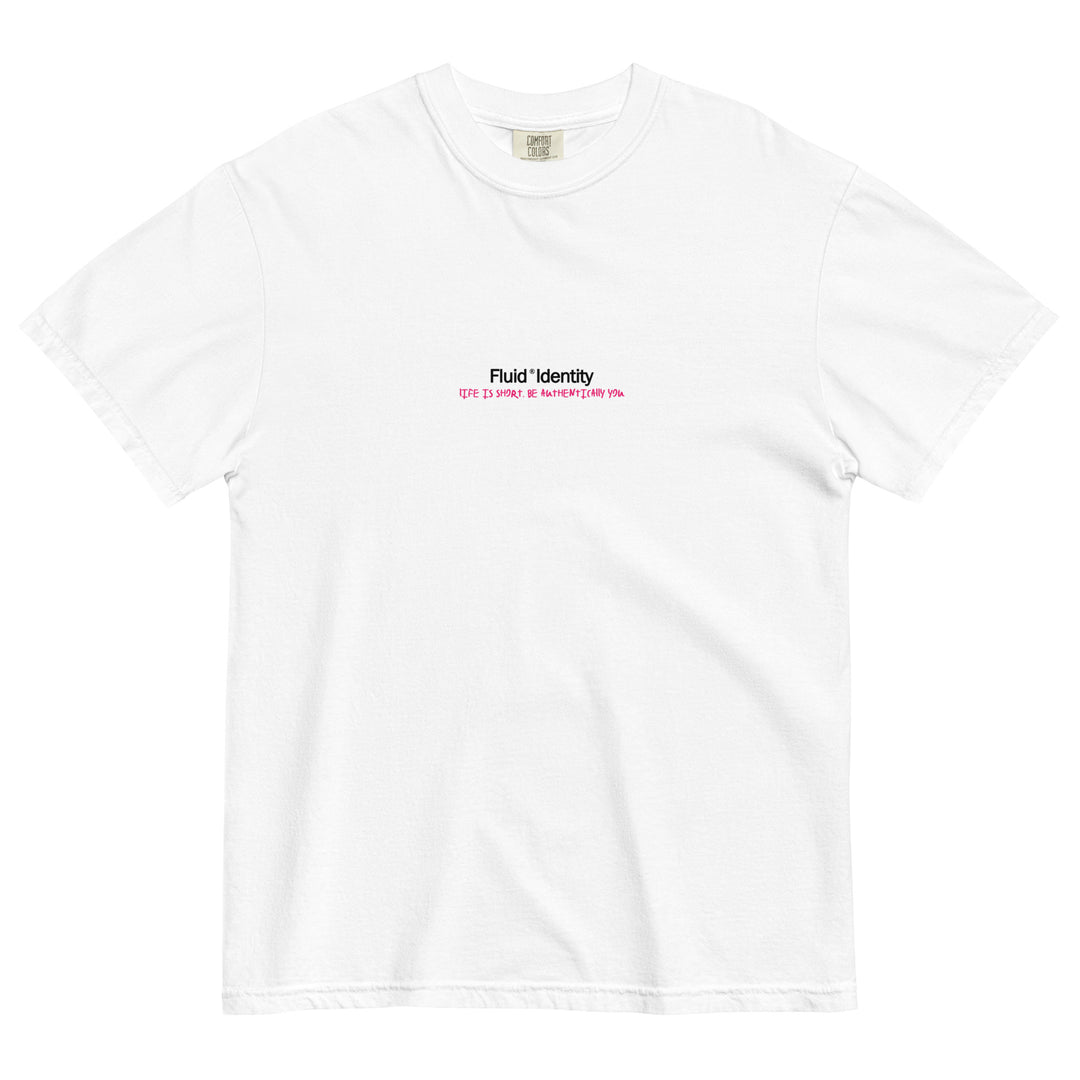 Fluid Identity White T-Shirt with Urban Style Streetwear Fashion Graphic Print