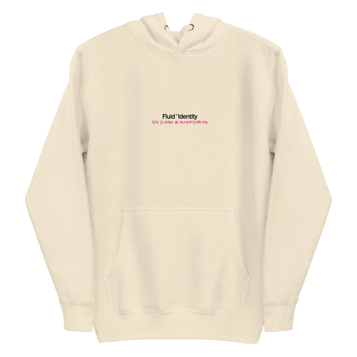 Fluid Identity Cream Hoodie featuring Urban Style Streetwear Fashion with a front pocket and drawstring hood