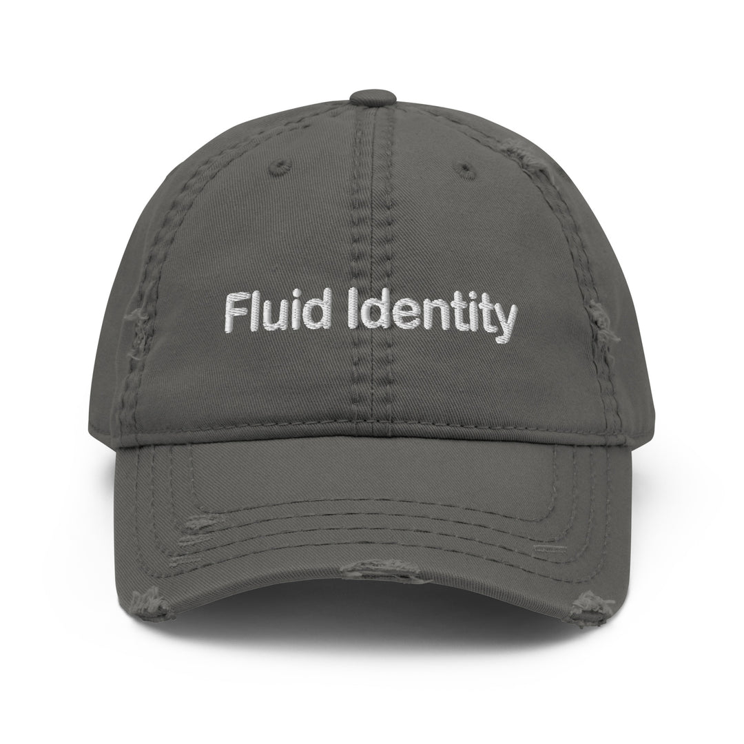 Fluid Identity Distressed Grey Cap for Urban Style Streetwear Fashion Enthusiasts