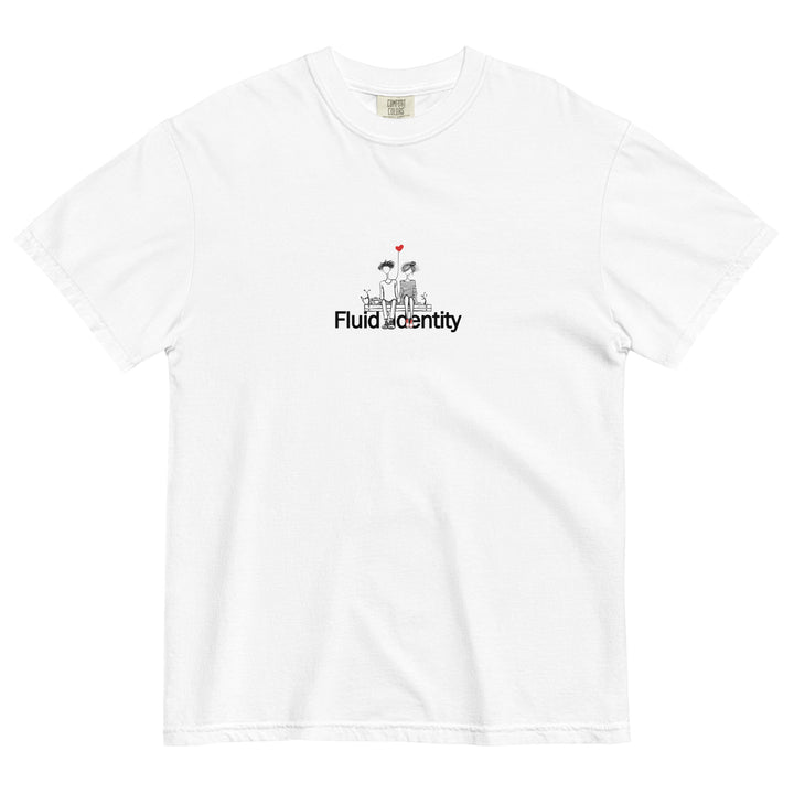 Fluid Identity White T-Shirt with Graphic Design for Urban Style Streetwear Fashion