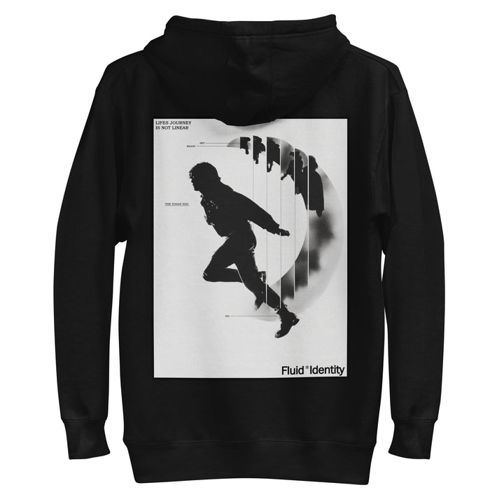 Fluid Identity Black Hoodie featuring Urban Style Streetwear Fashion graphic on the back