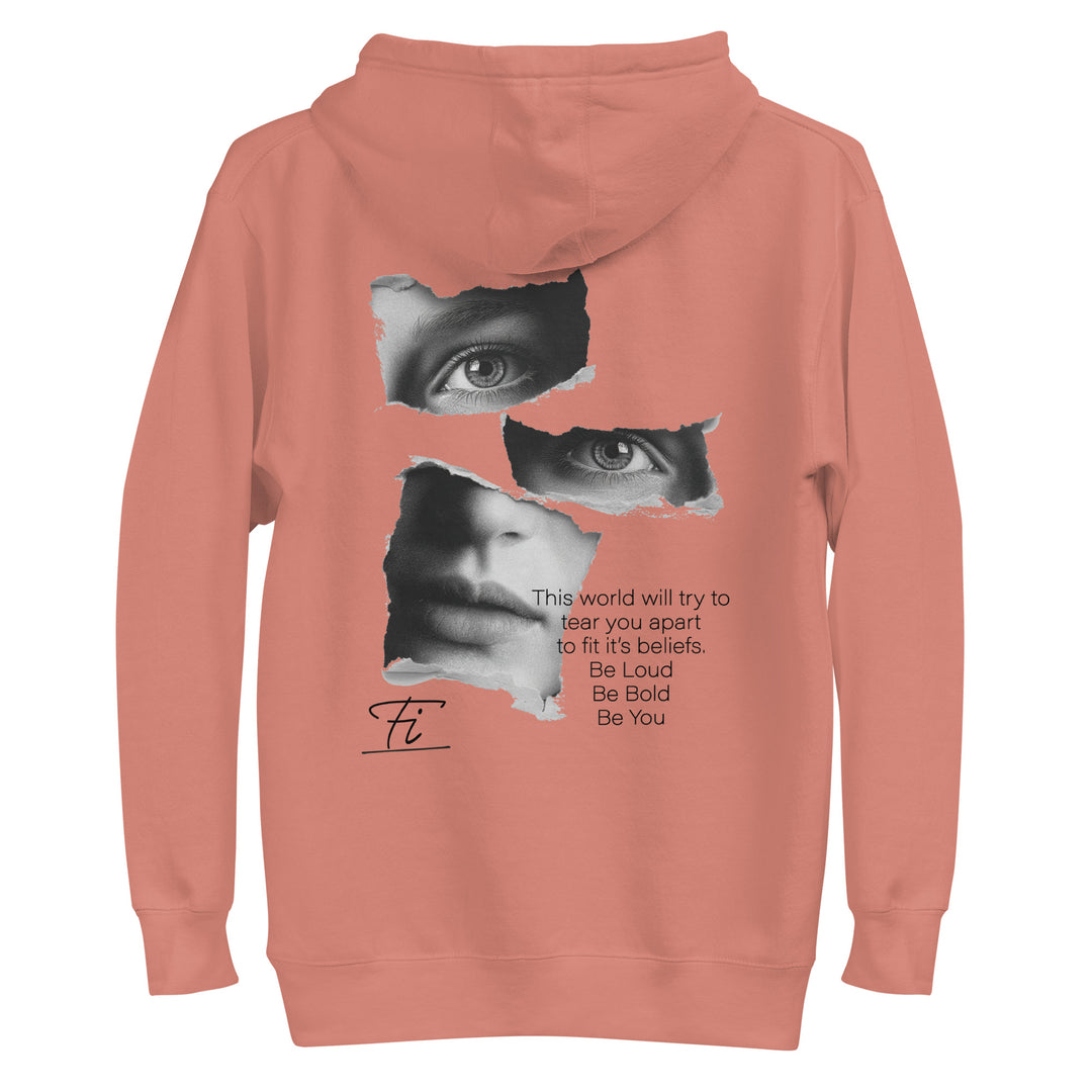 Fluid Identity Urban Style Streetwear Fashion Hoodie with Eye Graphic and Motivational Quote