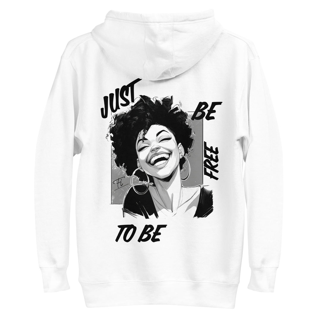 Fluid Identity Urban Style Streetwear Fashion White Hoodie featuring a graphic design with a smiling woman
