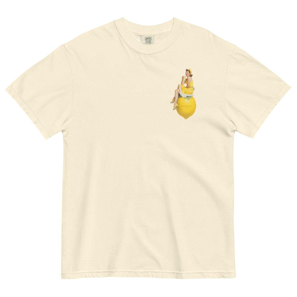 Cream Graphic Tee featuring a woman sitting on a lemon, embodying Urban Style Streetwear Fashion